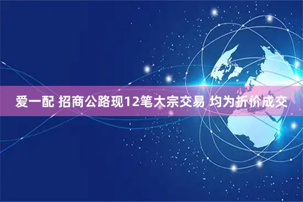 爱一配 招商公路现12笔大宗交易 均为折价成交