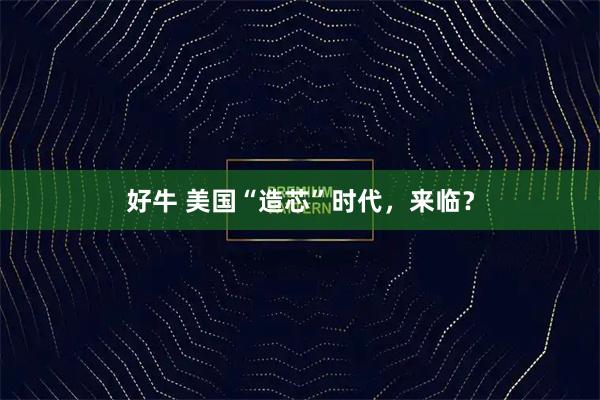 好牛 美国“造芯”时代，来临？