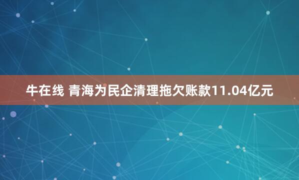 牛在线 青海为民企清理拖欠账款11.04亿元